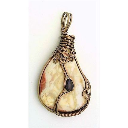Morrisonite Jasper Opal Bronze Copper Wire Wrap Gemstone Pendant 23