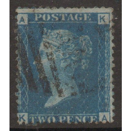 Sg47 2d BLUE plate 13 FINE USED " K A " (BLUES)