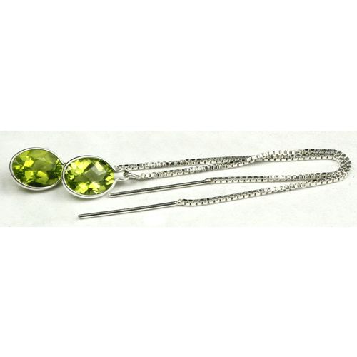 Peridot, 925 Sterling Silver Threader Earrings, SE005