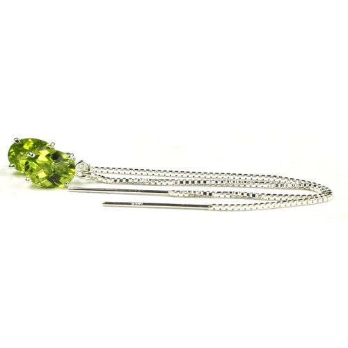 Peridot, 925 Sterling Silver Threader Earrings, SE003