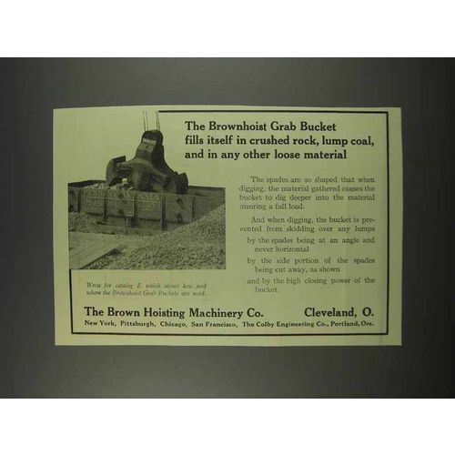 1913 Brownhoist Grab Bucket Ad - Fills Itself
