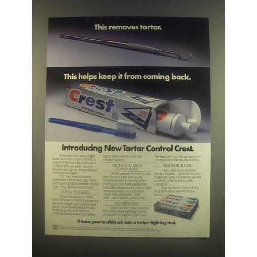 1985 Crest Tartar Control Toothpaste Ad - This Removes