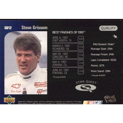 1998 Collector's Choice Steve Grissom Star Quest #SQ12