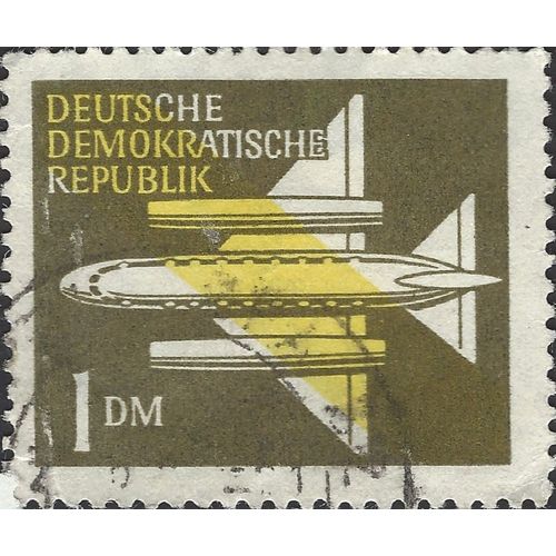 DDR, AIR, Jet plane, airmail, brown & yellow 1957, 1DM, #3