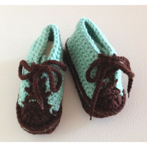 Baby booties #B005 crochet trainers tennis shoes unisex 3-9 months