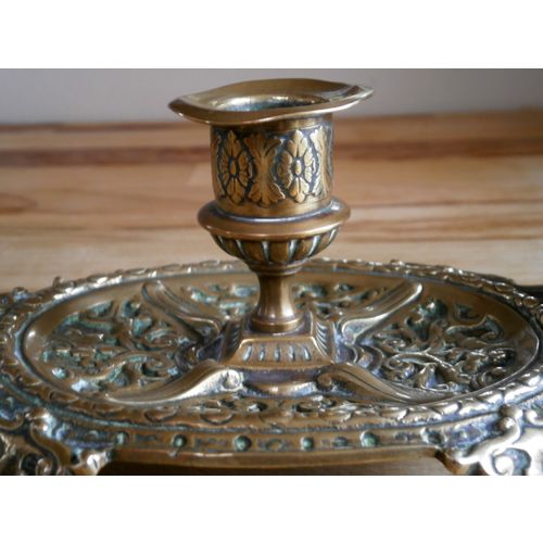 Beautiful Vintage Base Metal & Brass Chamber Stick Candle Holder