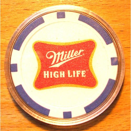 Miller High Life Beer Poker Chip Golf Ball Marker - Blue