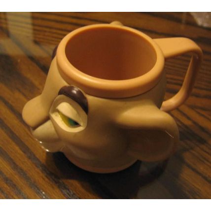 DISNEY LION KING NALA PLASTIC FIGURAL CUP MUG BURKER KING MUFUSA, PUMBA BOBBLE
