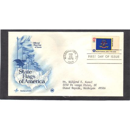 FDC Art Craft 1671 13c North Dakota (Cachet-Typed/A) CV41784