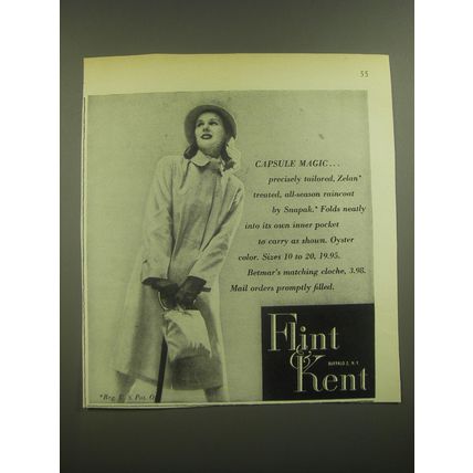 1946 Flint & Kent Snapak Raincoat Ad - Capsule Magic