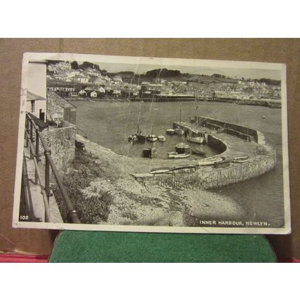 INNER HARBOUR, NEWLYN, CORNWALL used postcard 1955 pm =