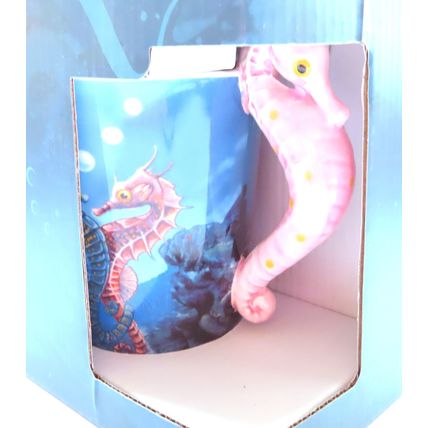 Seahorse Mug with Seahorse Shaped Handle Ceramic 13 CM