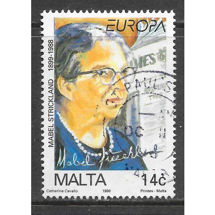 MALTA SG1016 1996 MABEL STRICKLAND PAINTING DESIGNER CAVALLO USED ST PAULS pmk