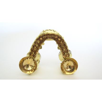 Small shiny gold metal triangle arc hair claw clip with crystals