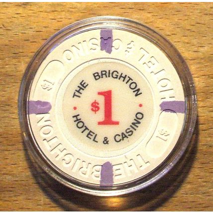 (1) $1. Brighton Casino Chip - Atlantic City, New Jersey - 1980
