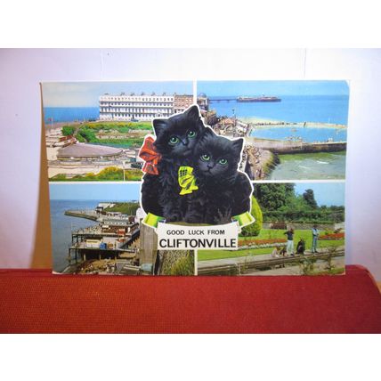 multiview, CLIFTONVILLE, MARGATE, KENT used postcard Colourmaster kittens #