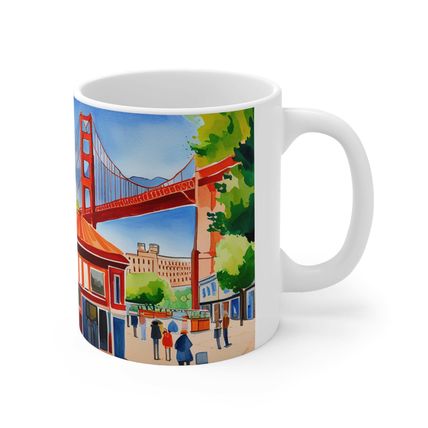 At the Cafe Golden Gate Bridge California #22 Mug Ceramic Coffee Mug 11oz