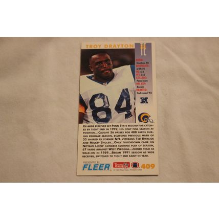 Troy Drayton 1993 GameDay GameDay '93 NO. 409 ROOKIE
