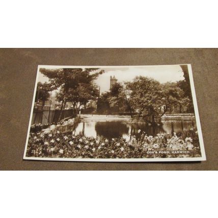 1930s real photo Postcard - Cox's Pond scene - Harwich, Essex