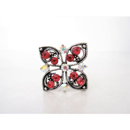 Small silver flower butterfly crystal hair pin clip barrette