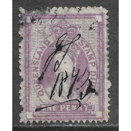 QUEENSLAND POSTAL STAMP DUTY USED PEN CANCEL faults