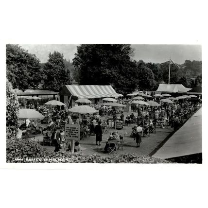 Lawn Buffet Vendors Wimbledon Tennis Vintage Real Photo Postcard
