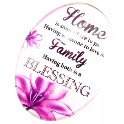 Home Family Blessing Fridge Magnet Enter Oval Glass 6 CM with Verse Gift