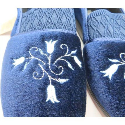 Ladies Navy Blue Slippers with Elastic Front Disabilty Footwear Gift Size 5