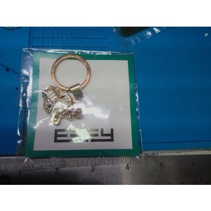 EFFY Panther Head Crystal Rhinestone Keychain Gold Tone NEW