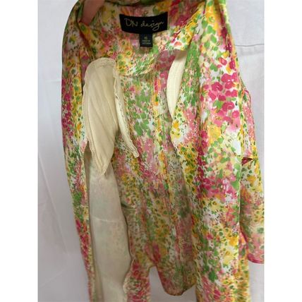 DN Design Vtg Chiffon Floral Lined Midi Dress & Cover Sz 16 Multicolor 2 Pc Set