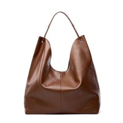Genuine Leather Women Satchel Bags Handle Shoulder Handbags Brown