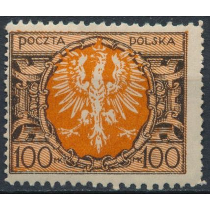 Eagle on Shield: 100mp - Poland 1922 - NM H - MiNr 173
