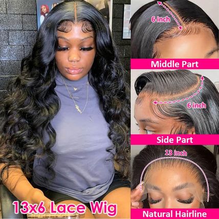 Pizazz 13X6 Body Wave Lace Front Wigs Human Hair Pre Plucked 180 Density HD Tran