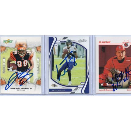 Autographed 3 Card Lot with Lamar Jackson Signed