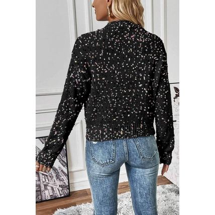Black Multicolor Confetti Sweater Cardigan