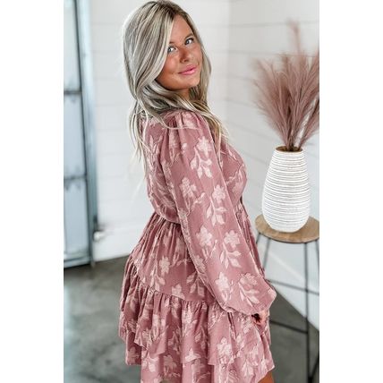 Peach Blossom Floral Surplice V Neck Tiered Ruffled Plus Size Dress