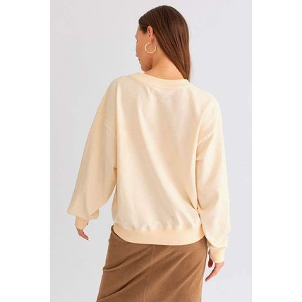 Apricot THANKS Chenille Embroidered Drop Shoulder Graphic Sweatshirt