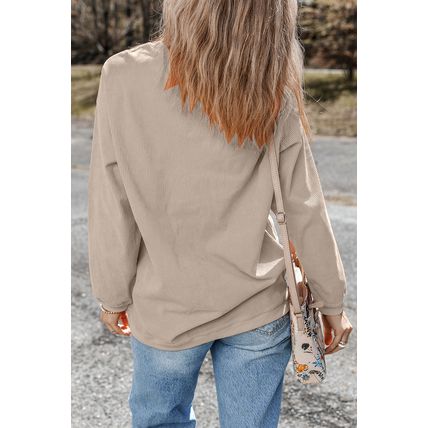 Smoke Gray Western Cowgirl Graphic Corduroy Baggy Sweatshirt