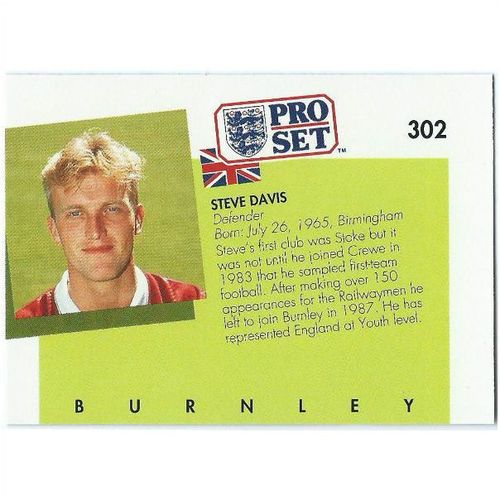 1990/1991 Pro Set Footbal - #302 - Steve Davis
