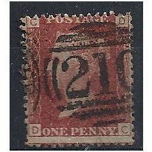 1858 SG43 1d Red Plate 136 Good Used "DC".