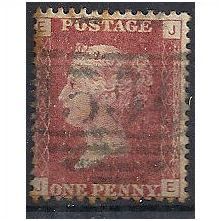 1858 SG43 1d Red Plate 108 Good/Fine Used Check Letters "JE".