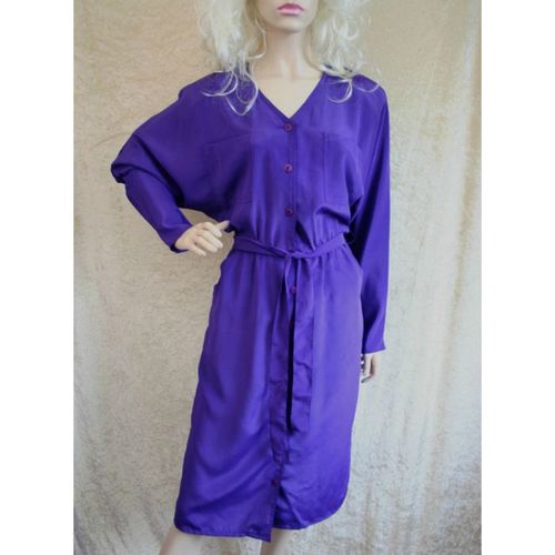 Vintage 1970 Purple Dolman Sleeve Dress Size 12 uk