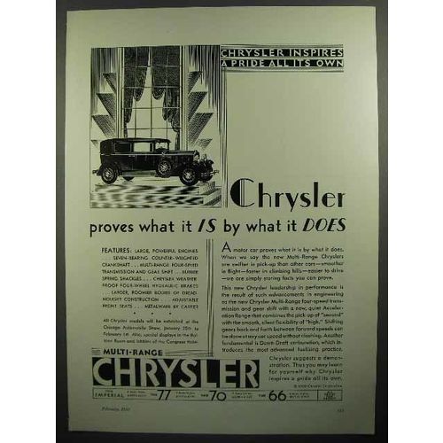 1930 Chrysler Imperial Car Ad - Proves What It Is
