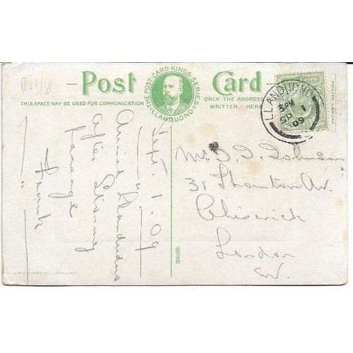 Llandudno, Conwy - Happy Valley & Great Orme - 'Kings' postcard local pmk 1909