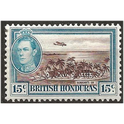 British Honduras 1938 SG156 15c Brown & Light Blue Mounted Mint . .. .