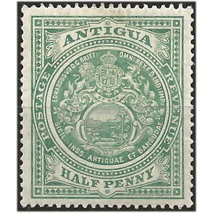 Antigua 1908 SG41 1/2d Green Wmk Multi Crown CA Mounted Mint . .. .