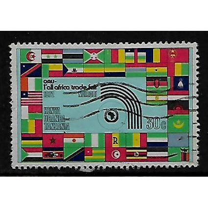 KENYA UGANDA & TANGANYIKA 1972 30c FLAGS & TRADE FAIR EMBLEM SG 306 FINE USED#2