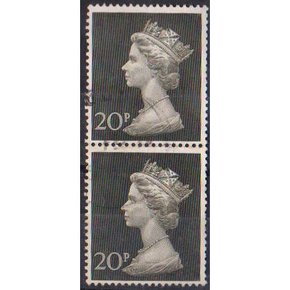 GB 1970 Large definitive 20p vertical pair SG 830
