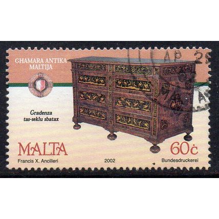 Malta 2002 Antique Maltese Furniture - 17th Century Chest of Drawers 60c Used