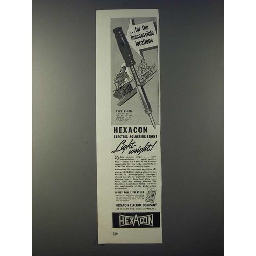 1943 Hexacon Type P-100 Soldering Iron Ad - for the inaccessible locations